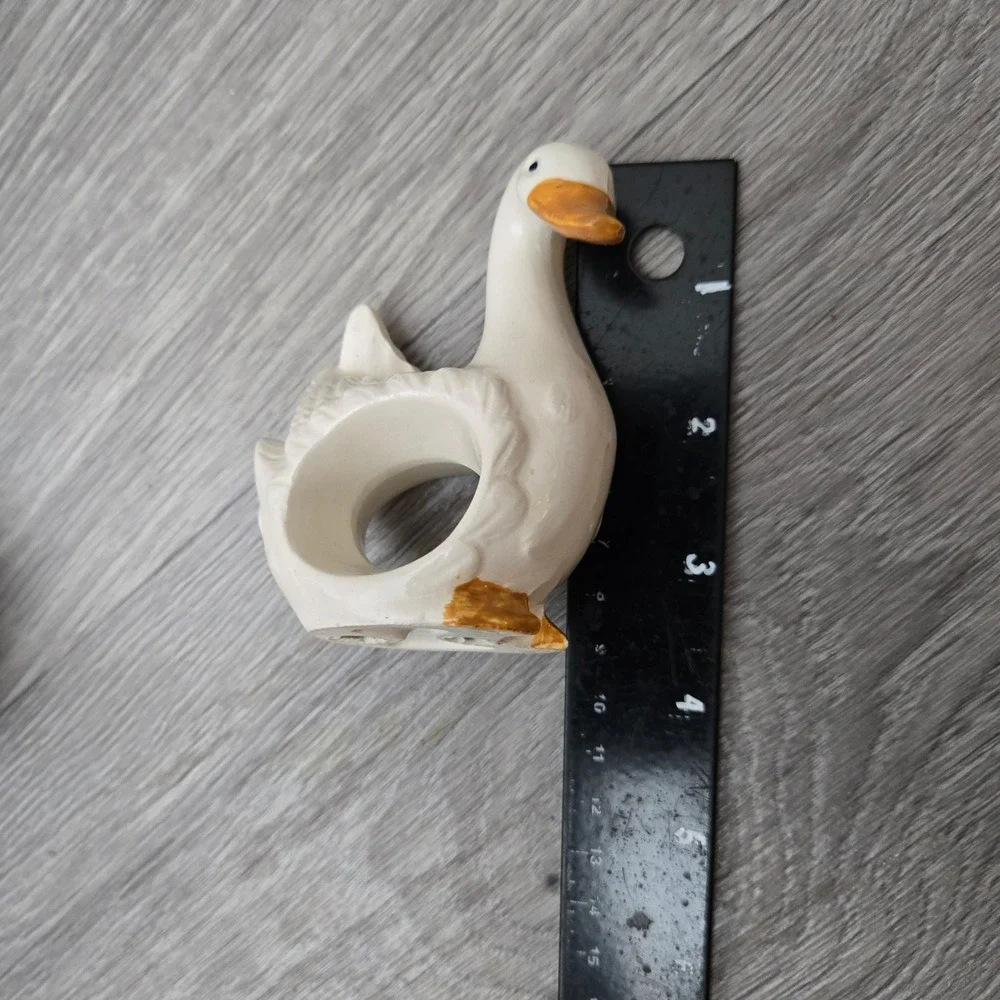 White Goose Napkin Rings Set 4 Vintage Ceramic Japan Cottagecore 80s